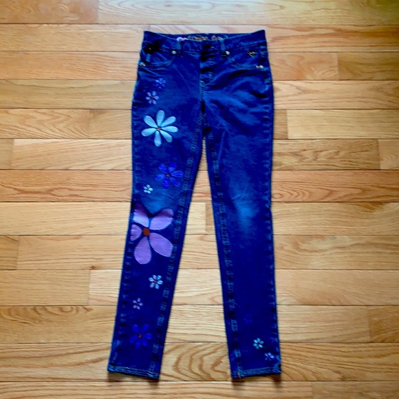Girls Justice Jeans size 12 - hand painted princess jeans - Picture 1 of 5